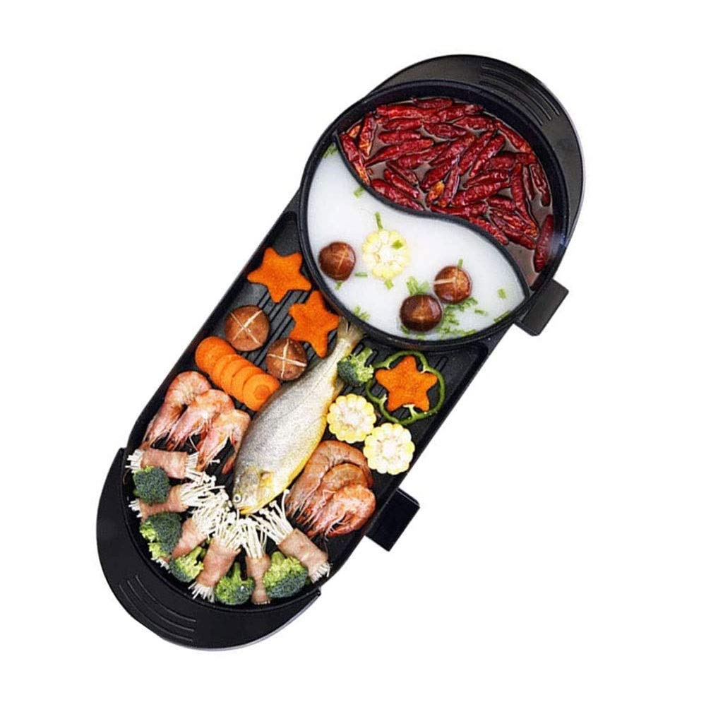 Barbecue Grill Electric Barbecue Hotpot Grill Smokeless Bakeware Grilled Hot Pot Large Non-stick Barbecue Machine Kebab Grill Korean Indoor
