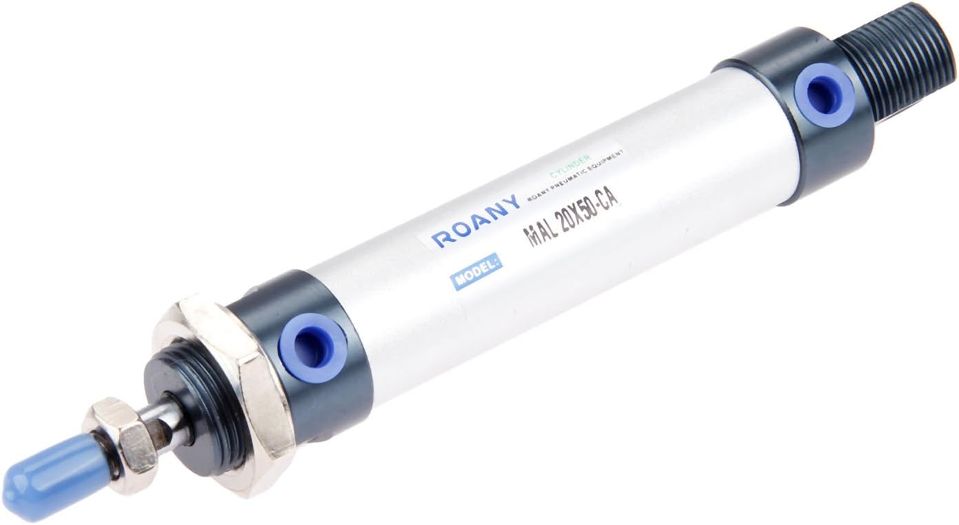 2pcs Mgoodoo 20mm Bore 50mm Air Cylinder (MAL20x50) Single Rod Pneumatic Cylinder MAL Series Mechanical Device Aluminum Alloy