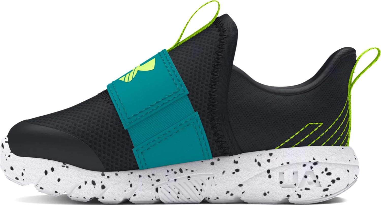 Under Armour Baby Boy's Flash Speckle Running Shoe (Toddler) Black/Circuit Teal/High-Vis Yellow 9 Toddler M