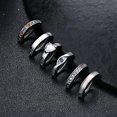 Fiasaso 6Pcs 14G Belly Button Ring For Women 316L Surgical Steel Cz Opal Belly Rings Simple Reverse Navel Rings Body Jewelry Clicker Belly Button Ring Silver #TOP4