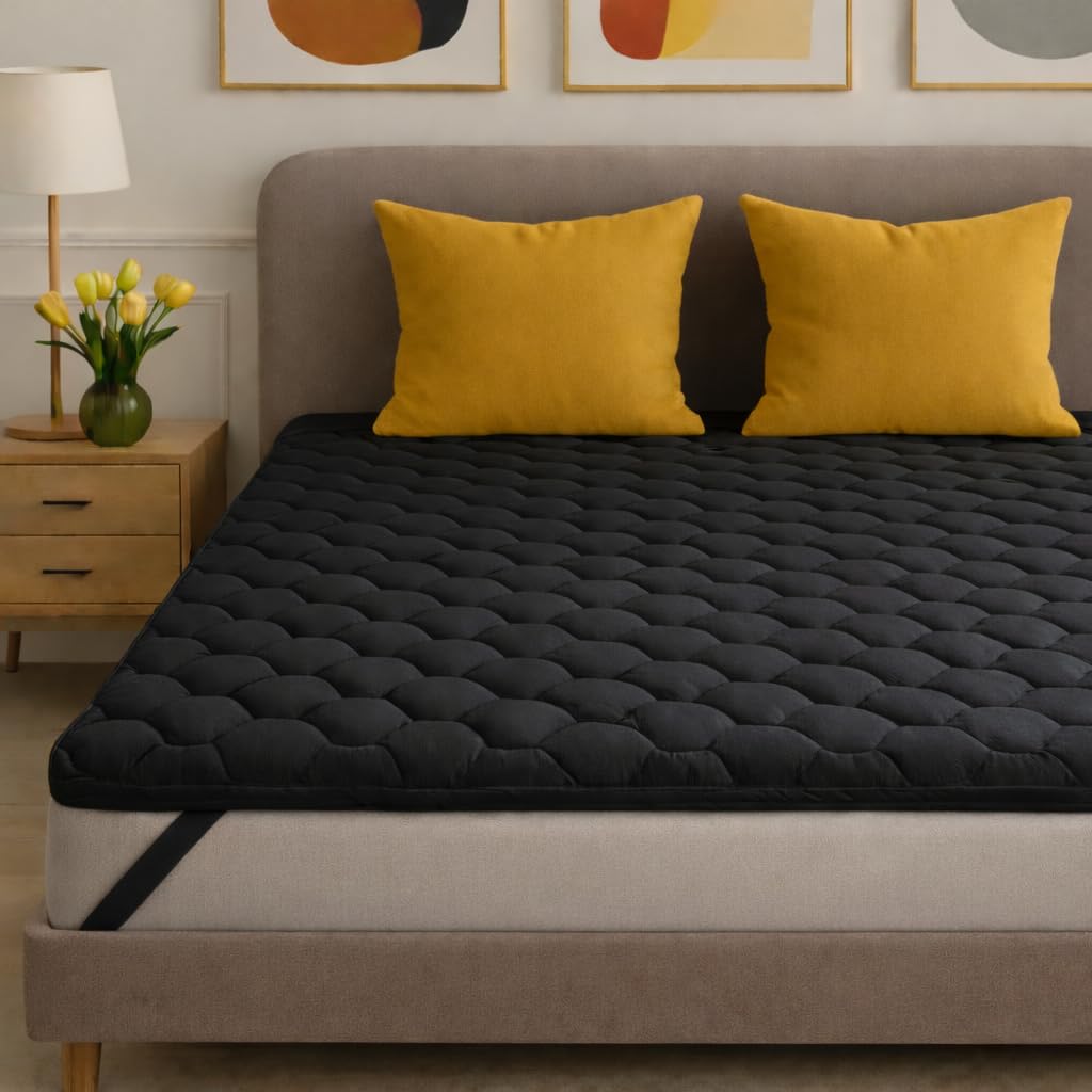 Slipio Black Foam Mattress Topper 120X190 Black | 5 Cm | Ergo+ Orthopedic Foam Bed Topper | Removable & Washable Cover | Hypoallergenic & Anti-Dust Mite
