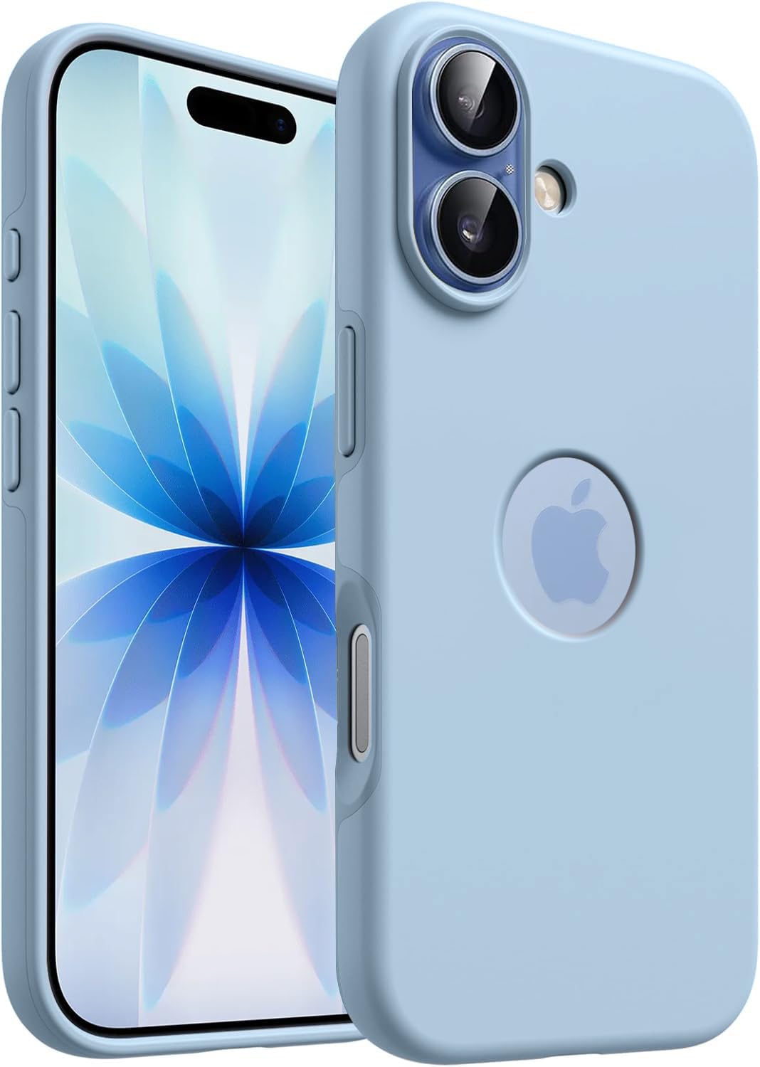 Elzzi Microfiber Logo Cut Cover Compatible for iPhone 17 Case Liquid Silicone Cases Full Body 4 Layer Protective Covers Shockproof Back Cover with High Raised Camera Lips (Sky Blue)-image-46