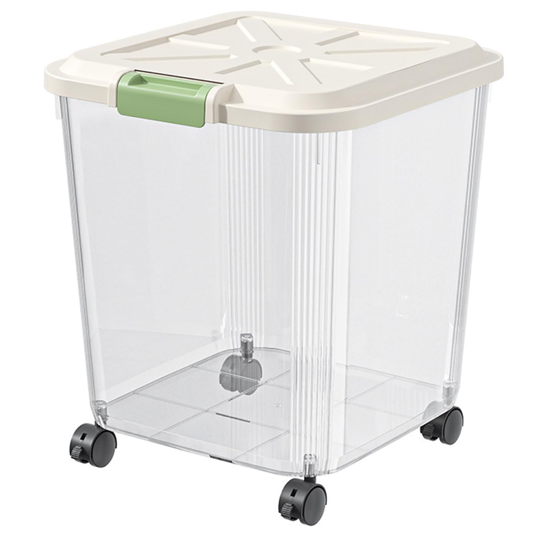 Faroby Rice Storage, 33 lbs Storage Container with Wheels Airtight Food Bin for Rice, Flour, Pet Food, Transparent, Containers