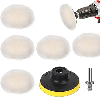 5PCS Wool Polishing Buffing Pad, 3 Inch Woolen Waxing Pads Car Polishing Pads with M10 Drill Adapter Car Buffer Polisher Kit for Car Polishing, Waxing, and More