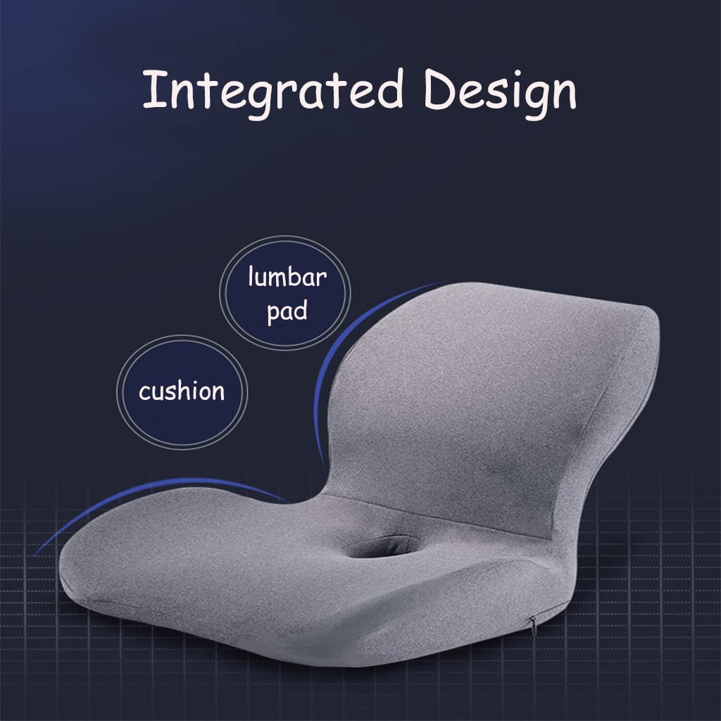 Coussin Voiture Siege Conducteur Rehausseur De Soutien Lombaire et Siège pour Chaise Bureau Antidérapant (Gris), 45x45x36cm/17.7x17.7x14in