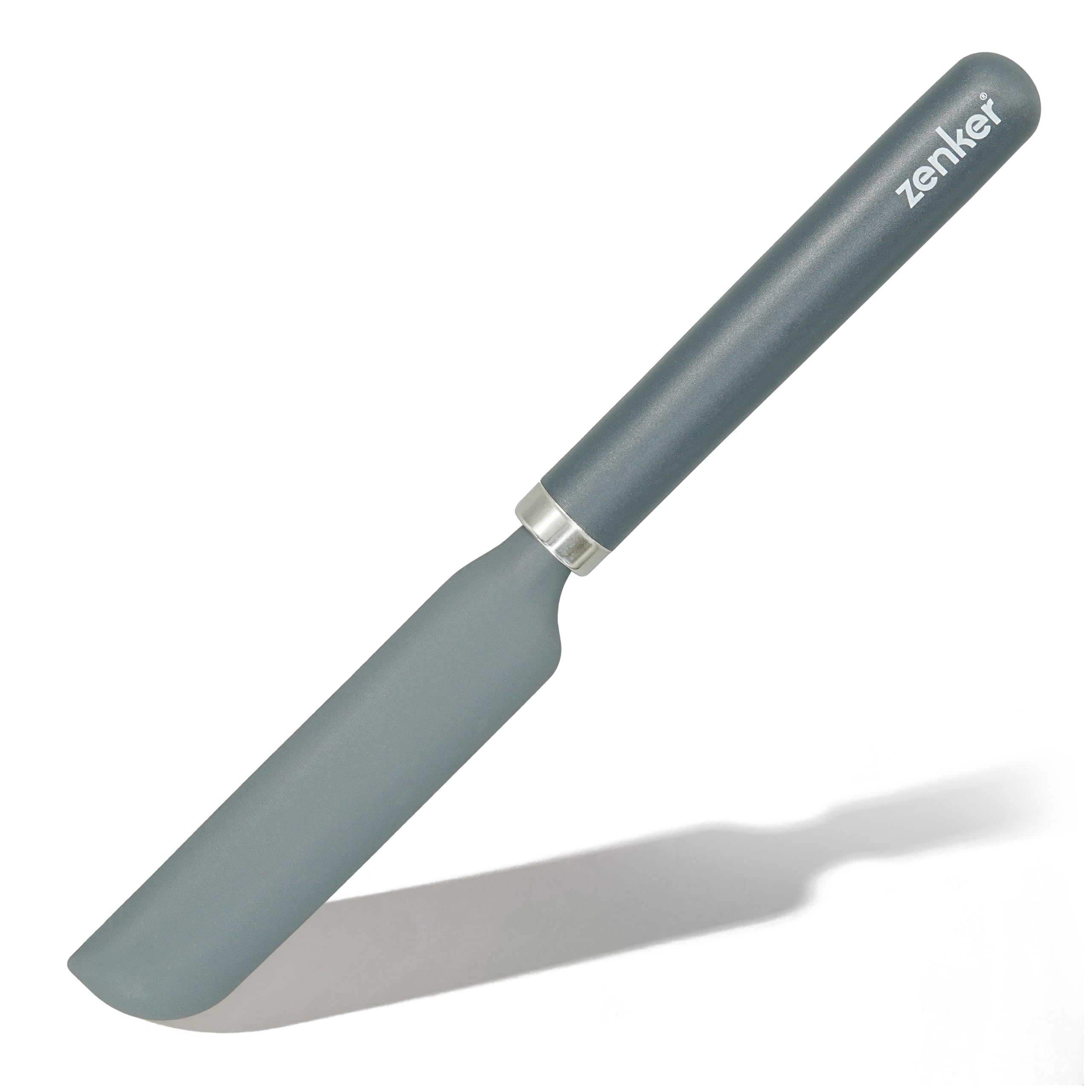 Zenker Silicone Long Spatula, Plastic Rounded Handle, for Scraping Jars and Hard to Reach Places, for Icing or Cake Decorating, Safe on Coated Pots and Pans, Dishwasher Safe, Grey, 32.5x3.5x2cm