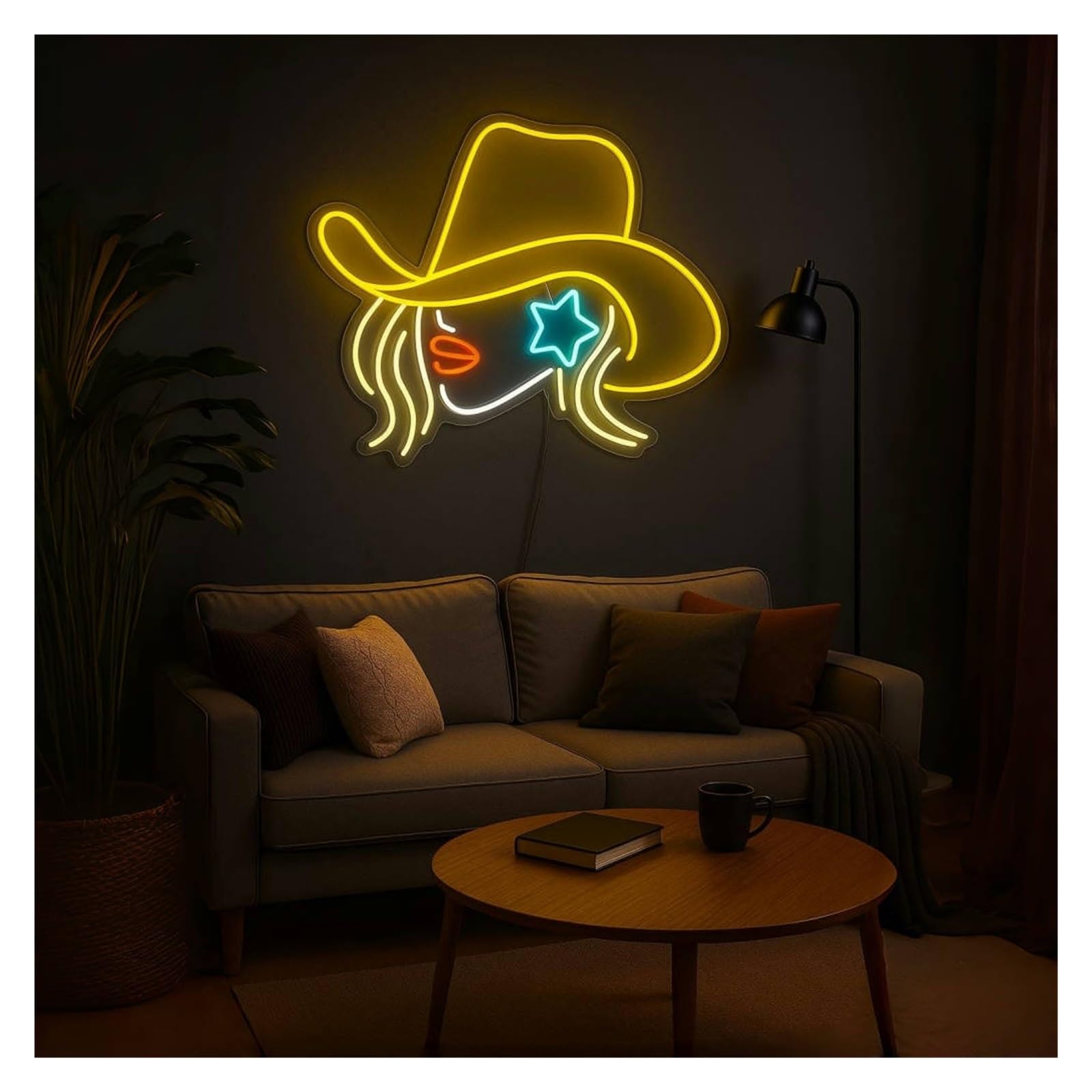 Shouxi A Sign Lamp Cowgirl Neon Sign, Suitable For Home Or Ranch Decor With Dimmable 51Cm