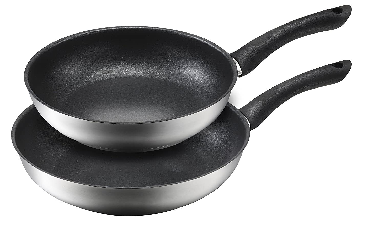 Kopf Pfannenset Alfons (Ø 24 + 28 cm) Edelstahl Pfannen Induktion mit Teflon Antihaftbeschichtung