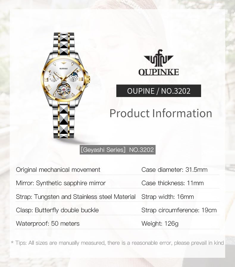 Image of OLEVS Womens Automatic Watch Gold Luxury Diamond Self Winding Ladies Wrist Watches Waterproof Luminous Date