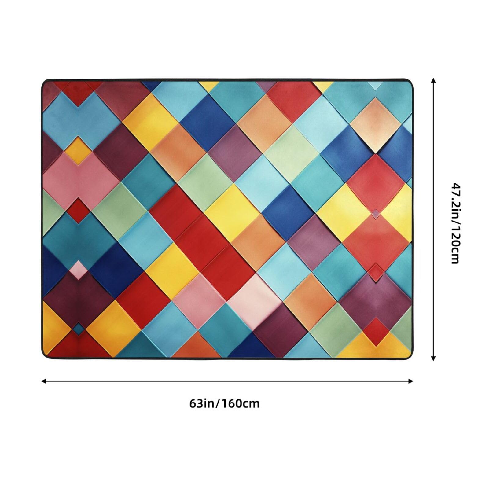 Tapete antideslizante de franela a cuadros coloridos de 63 x 48 pulgadas, tapetes para puerta delantera y trasera para interiores y exteriores