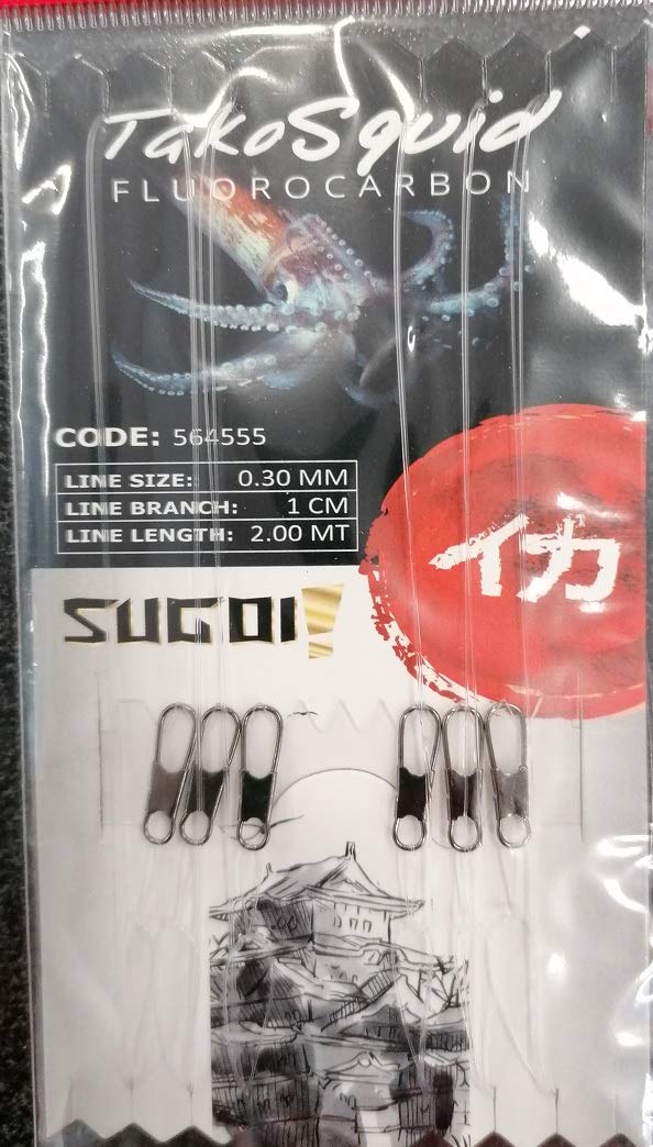 Terminal De Pêche Tataki Tako Squid Fluorocarbon 2m - Lot De 2 Montures Prêtes Avec 3 Accoudoirs