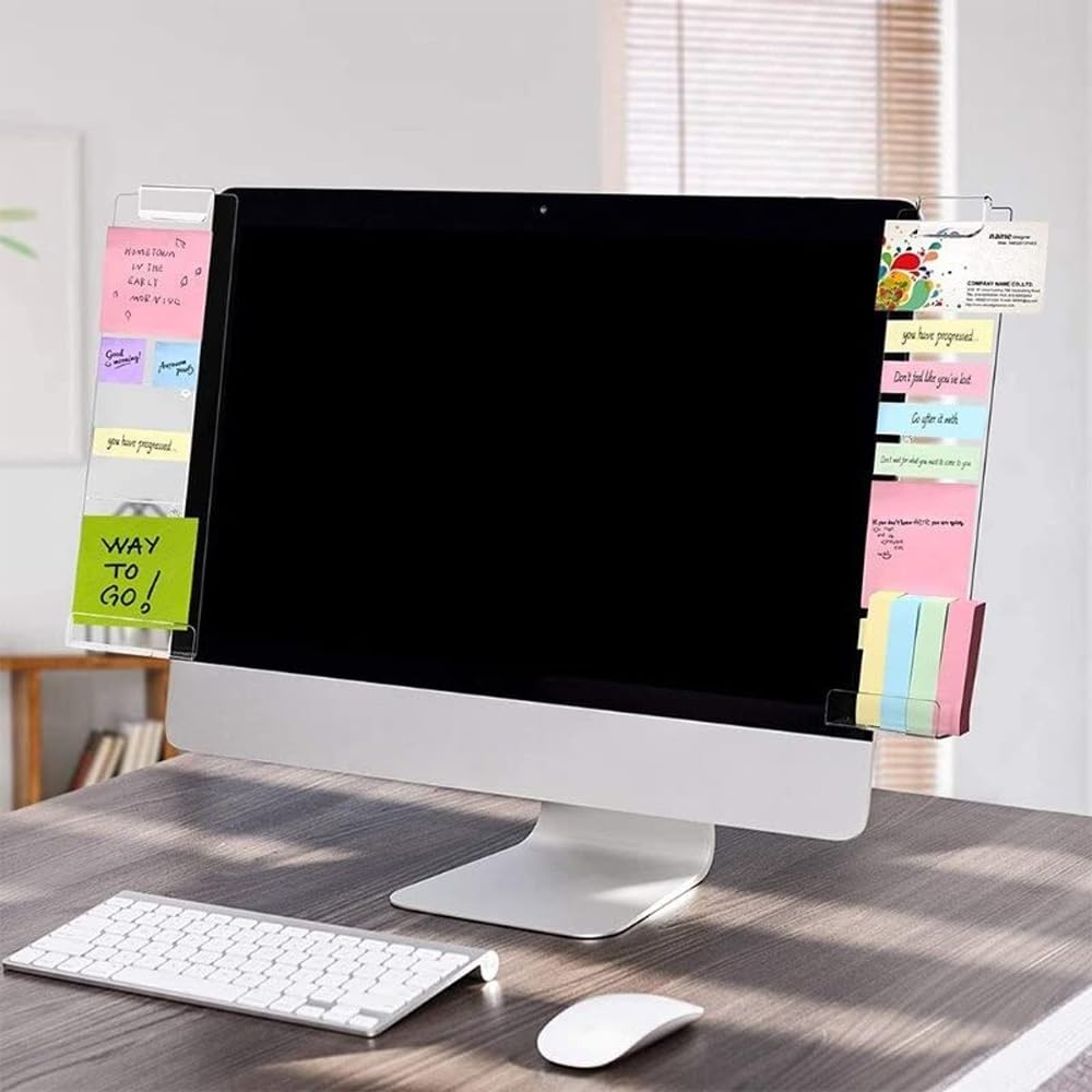 Namvo Acrylic Computer Message Board Computer Screen Message Board Office Monitor Side Note Memo Transparent Side Panel Monitor Note Board - Image 4