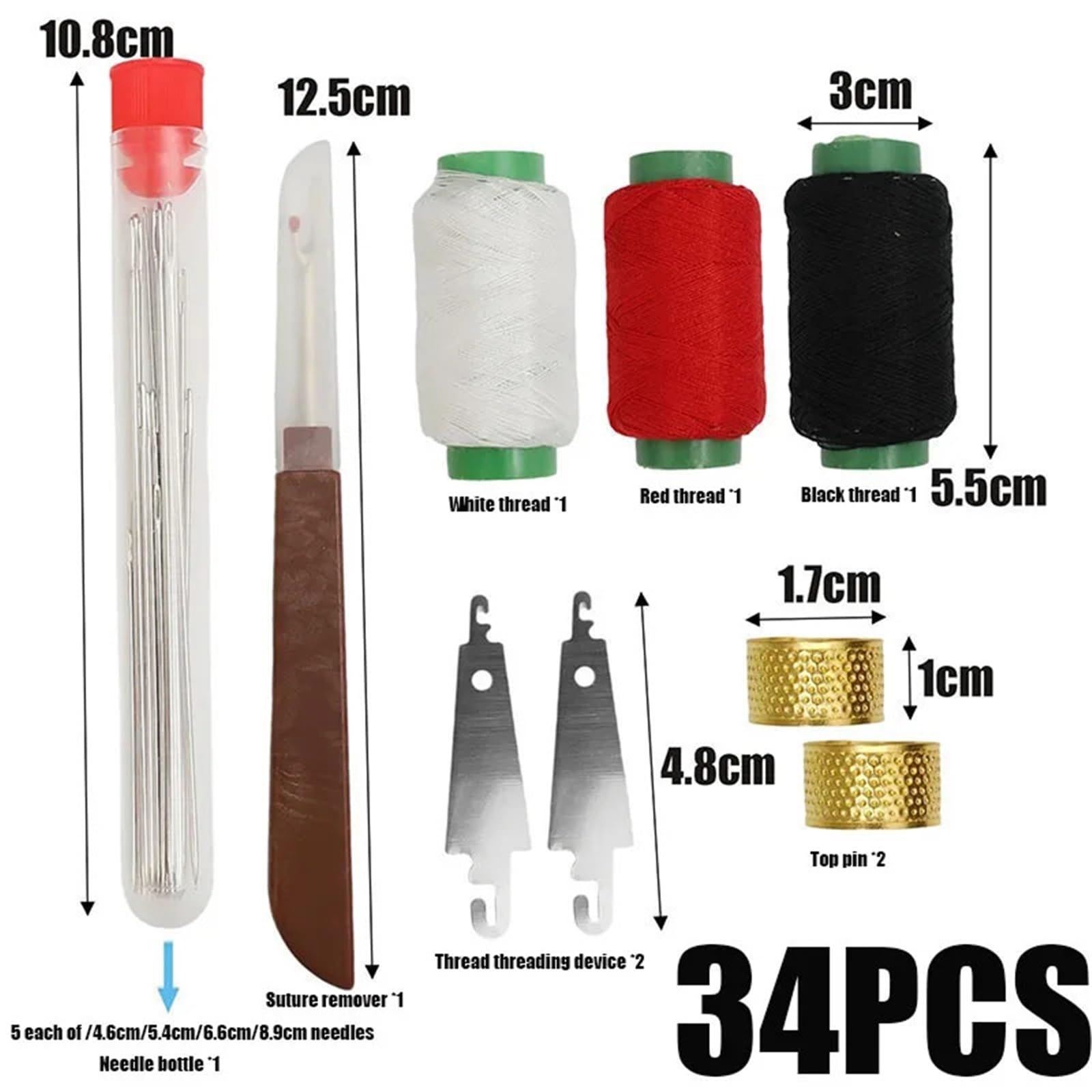 Xinglongs Big Eye Stahl-Nähnadel-Set, 6 Stück, Edelstahl-Nähnadeln, Stickerei, Kreuz, großes Auge mit verschiedenen praktischen Werkzeugen, DIY-Kleidung
