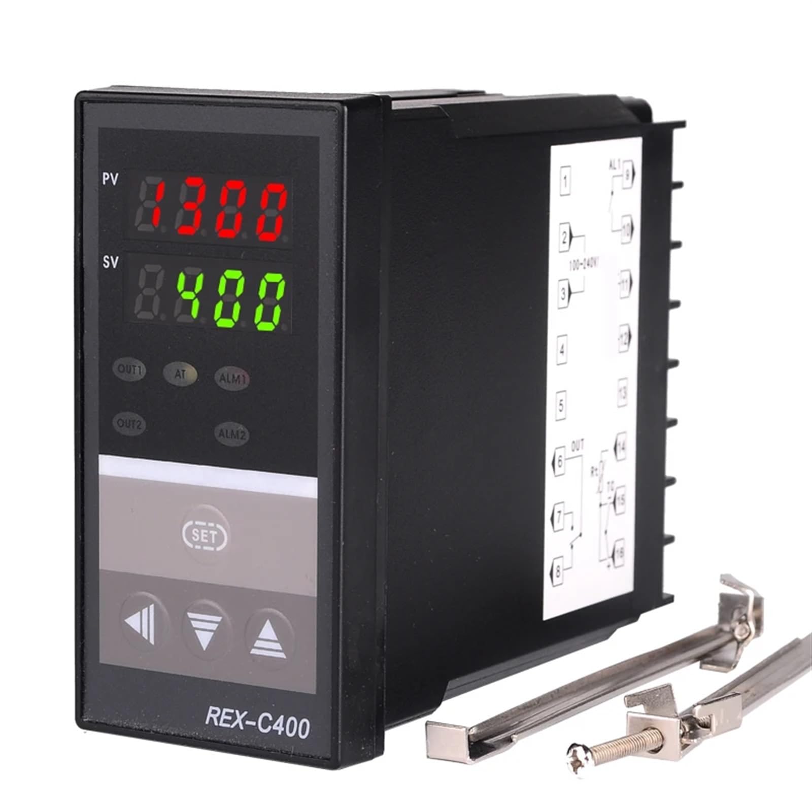 Podwójny cyfrowy regulator temperatury PID REX-C400 z czujnikiem K termoparą, wyjście przekaźnikowe
