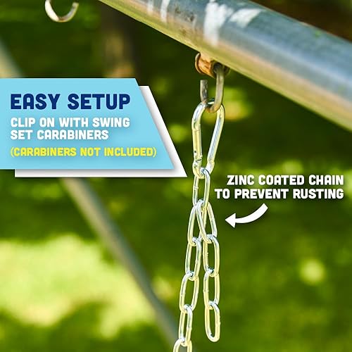Miniatura 5 de Original High Back Full Bucket Toddler Swing Seat with Plastic Coated Chains and Carabiners for Easy Install - Green - Squirrel Products Verde