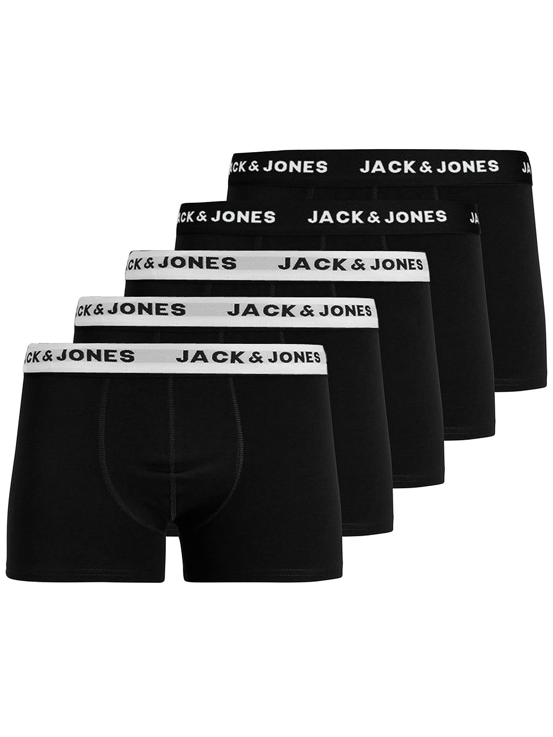 JACK & JONES JACHuey Men's Boxer Shorts, Pack of 5 - Black - M
