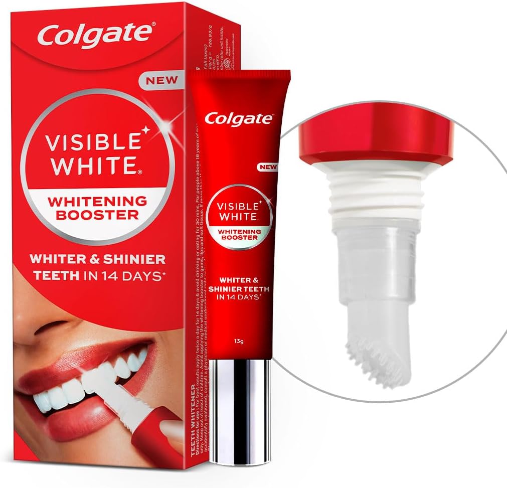 Colgate Visible White Whitening Booster Gel (13 g/0.5oz), Leave On Teeth Whitening Treatment with Active Oxygen Technology, Removes Stains & Brightens Teeth, Enamel Safe Teeth Whitener