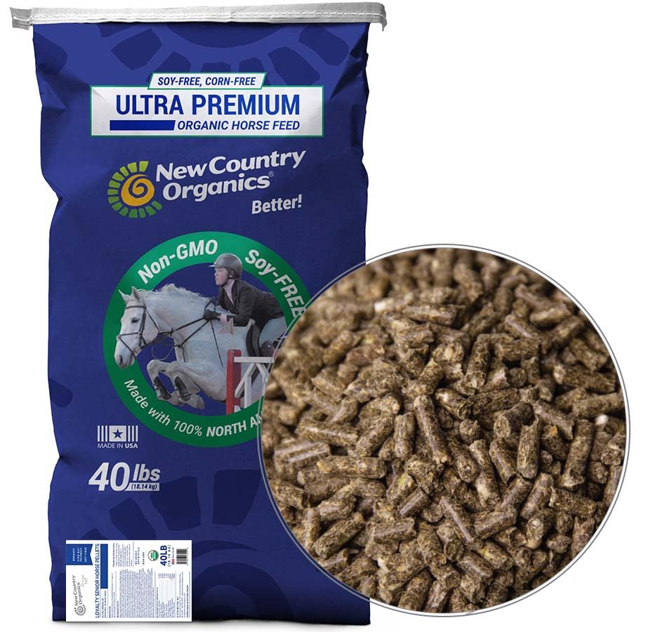 New Country Organics | Loyalty Senior Horse Pellets for Horses 15+ Years Old | Corn-Free and Soy-Free | 16% Protein | Certified Organic and Non-GMO | Nutrition for senior horses 40 lbs | Grain Feed