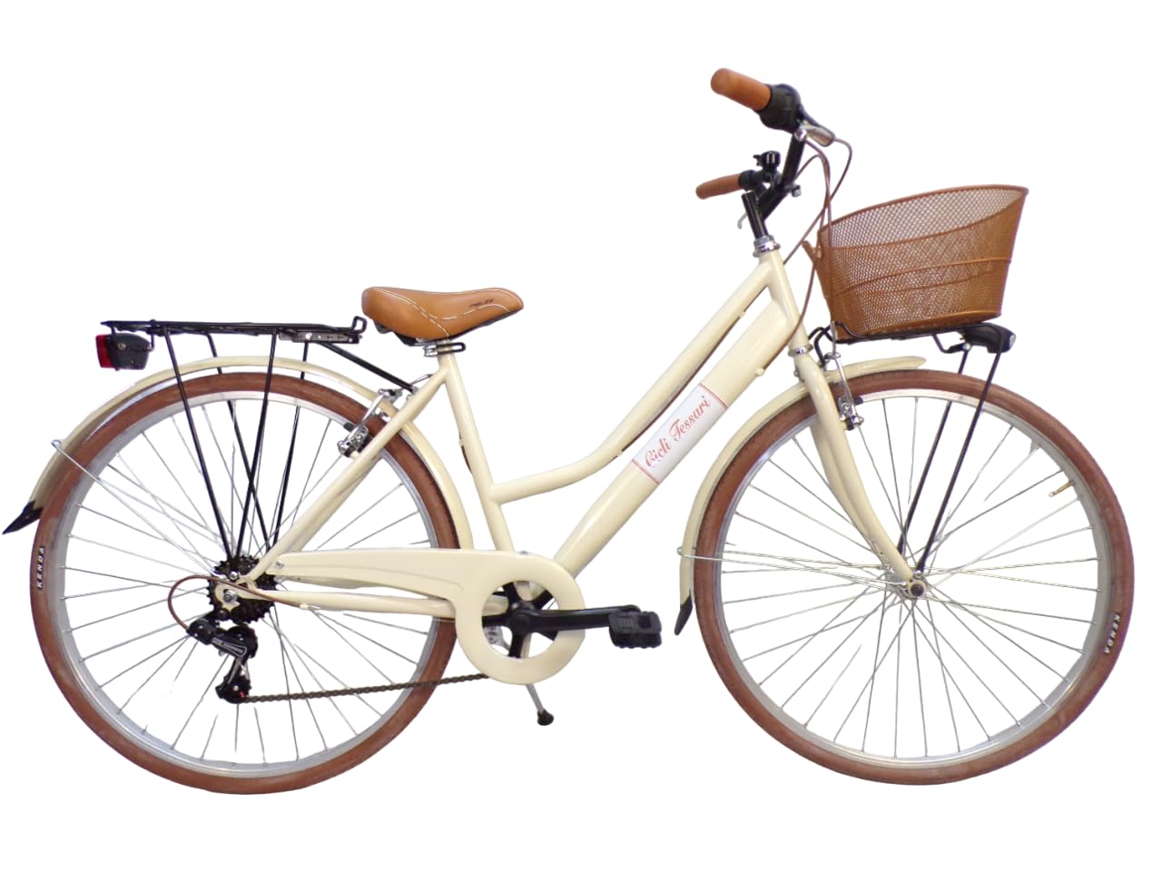 Cicli Tessari - bicicletta da donna bici da città city bike da passeggio 28'' con cambio vintage retro' cesto anteriore