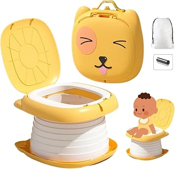 MooieBaby's Cat Potty Katlanabilir Çocuk Tuvaleti, Çok Fonksiyonlu Taşınabilir Alıştırma Lazımlığı (Sarı)