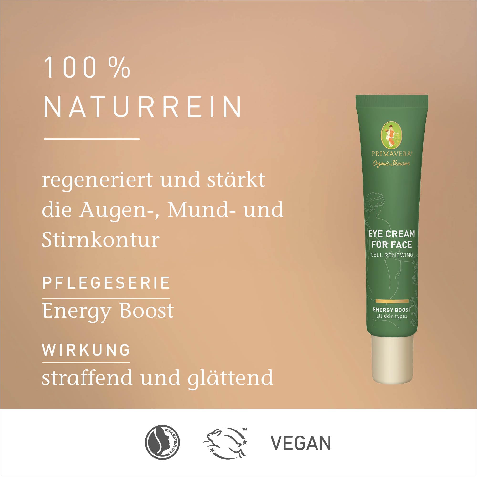 PRIMAVERA Krem pod oczy do twarzy – Cell Renewing 25 ml – naturalny kosmetyk – bardzo skuteczny krem do oczu i twarzy do wszystkich rodzajów skóry – odnowienie komórek oczu i twarzy – wegański