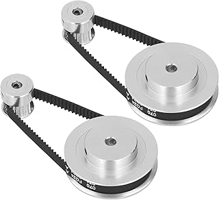 GT2 Synchronous Wheel, 2 Set Synchronous Wheel GT2 Aluminum Alloy Timing Pulley with 2Pcs Length 200mm Width 6mm Belt (5mm / 0.2in Bore)