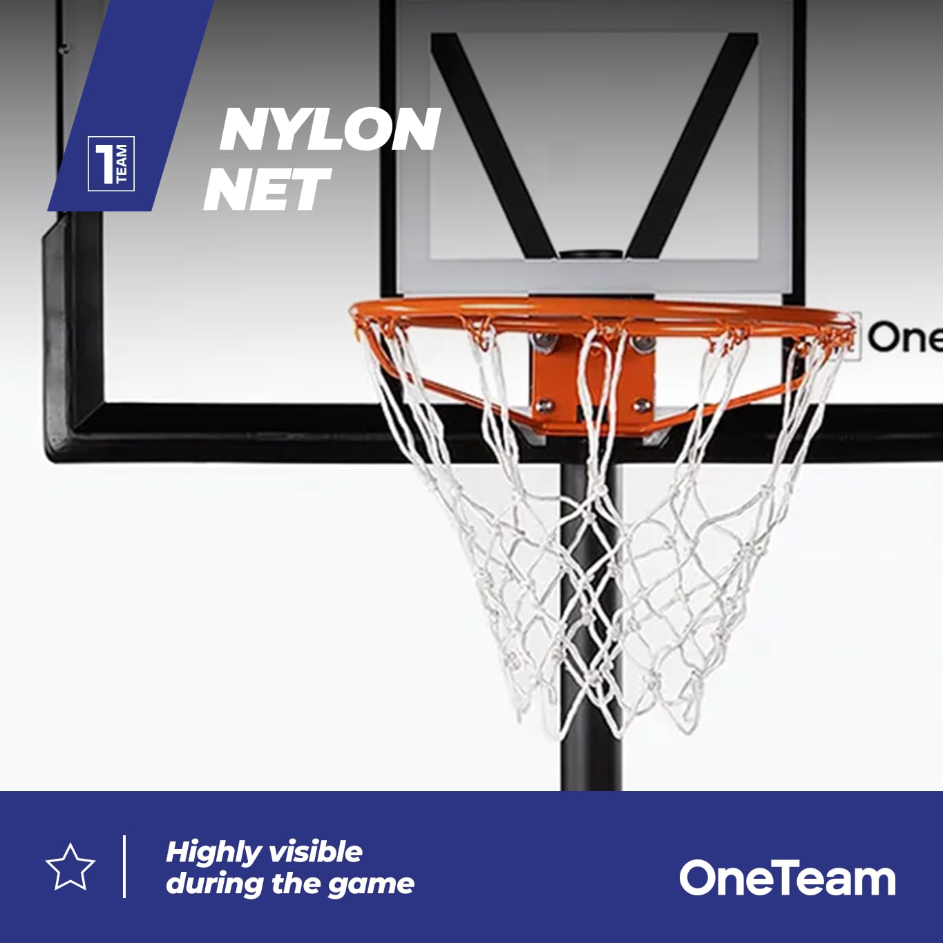 OneTeam Basketball BH04 Schwarzer Basketball Verstellbar Freistehend mit Transportrollen Haltbares PC Material Stabiler Sockel mit 140 L Fassungsvermögen mit Brett und Gitter