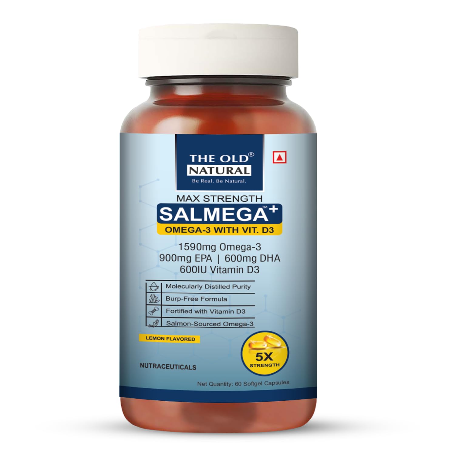 The Old Natural Salmega Omega 3 Fish Oil with Vitamin D3 600 IU – 1590mg High Strength (900mg EPA & 600mg DHA) for Heart, Brain, Joint & Immunity Support – Fish Oil Capsules for Men & Women – 60 Softgels — Amazon image 2