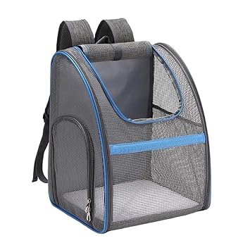 Indy Mall Pet Dog Carrier Puppy Mesh Backpack Travel Carrying Shoulder Bag Gray+Blue