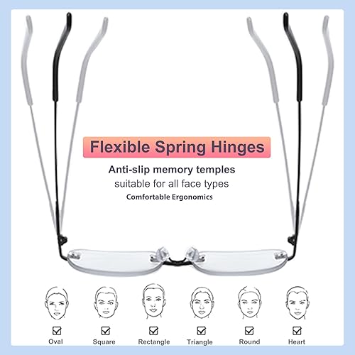 Miniatura 6 de K.LAVER Gafas de lectura fotocrómicas sin montura multienfoque progresivas, lentes de transición de luz anti-azul, lectores multifocales
