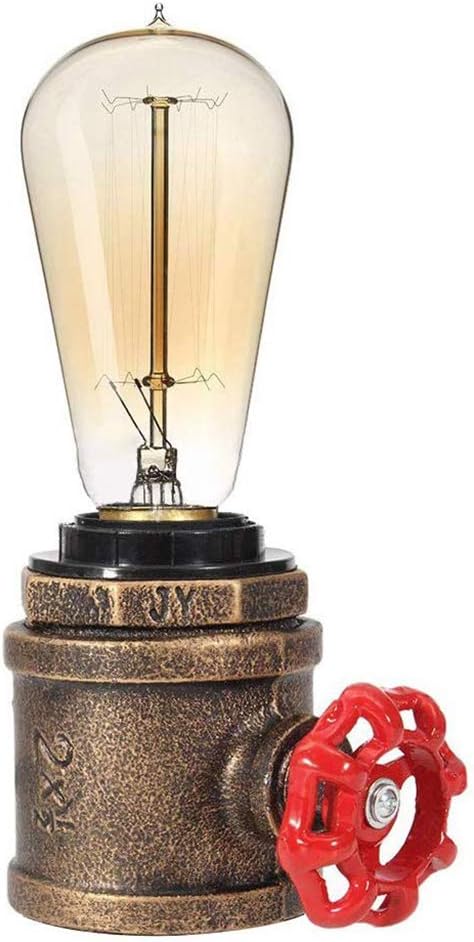 Vintage Table Lamp Industrial Wrought Iron Desk Lamp Steampunk Antique Accent Lamp with E26 Edison Base Retro Lamp Holder Table Light Fixture Loft Decoration for Living Room Bedside Bedroom