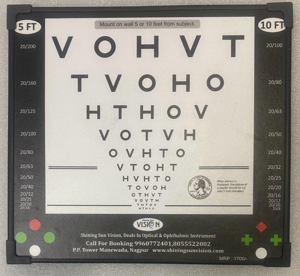 Shining Sun Vision Framed Vision Testing poster Chart for 10ft and 5ft with Red and Green Test |Chart Poster for Hospital, Nursing Home (Multicolor) (B0C3D4YDD3) Amazon Price History, Amazon Price Tracker