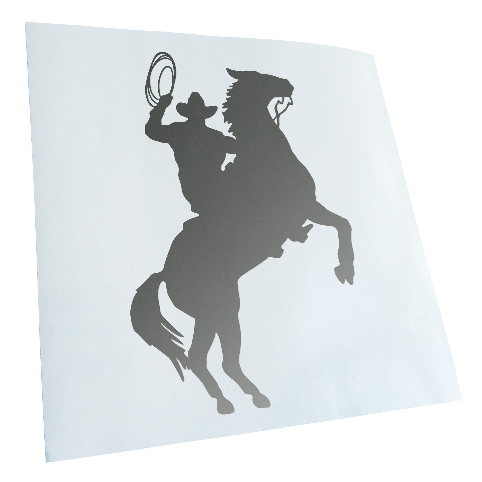 Kiwistar - Car Sticker - Silver - 24 x 16 cm Cowboy with Horse Lasso Sticker for Car, Laptop, Bicycle, Truck, Motorcycle Multicoloured JDM Decal Racing
