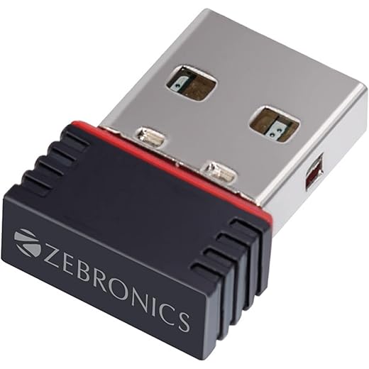 ZEBRONICS ZEB-USB150WF1 WiFi USB Mini Adapter Supports 150 Mbps Wireless Data, Comes with Advanced Security WPA/WPA2 encryption Standards