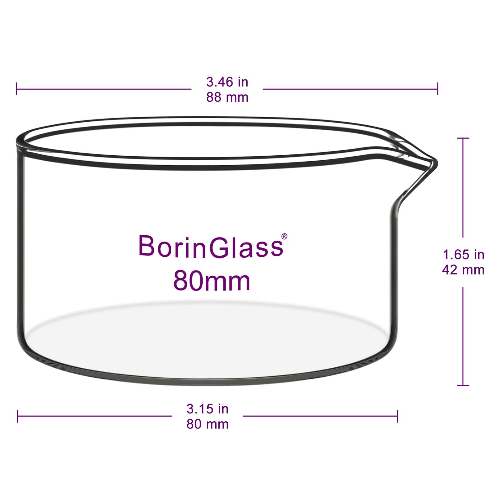 Funchem Kristallisierschale Mit Ausguss, 300 Ml, 100 Mm Außen-Ø, Aus Borosilikatglas – Für Kristallisation Und Verdampfung Im Labor