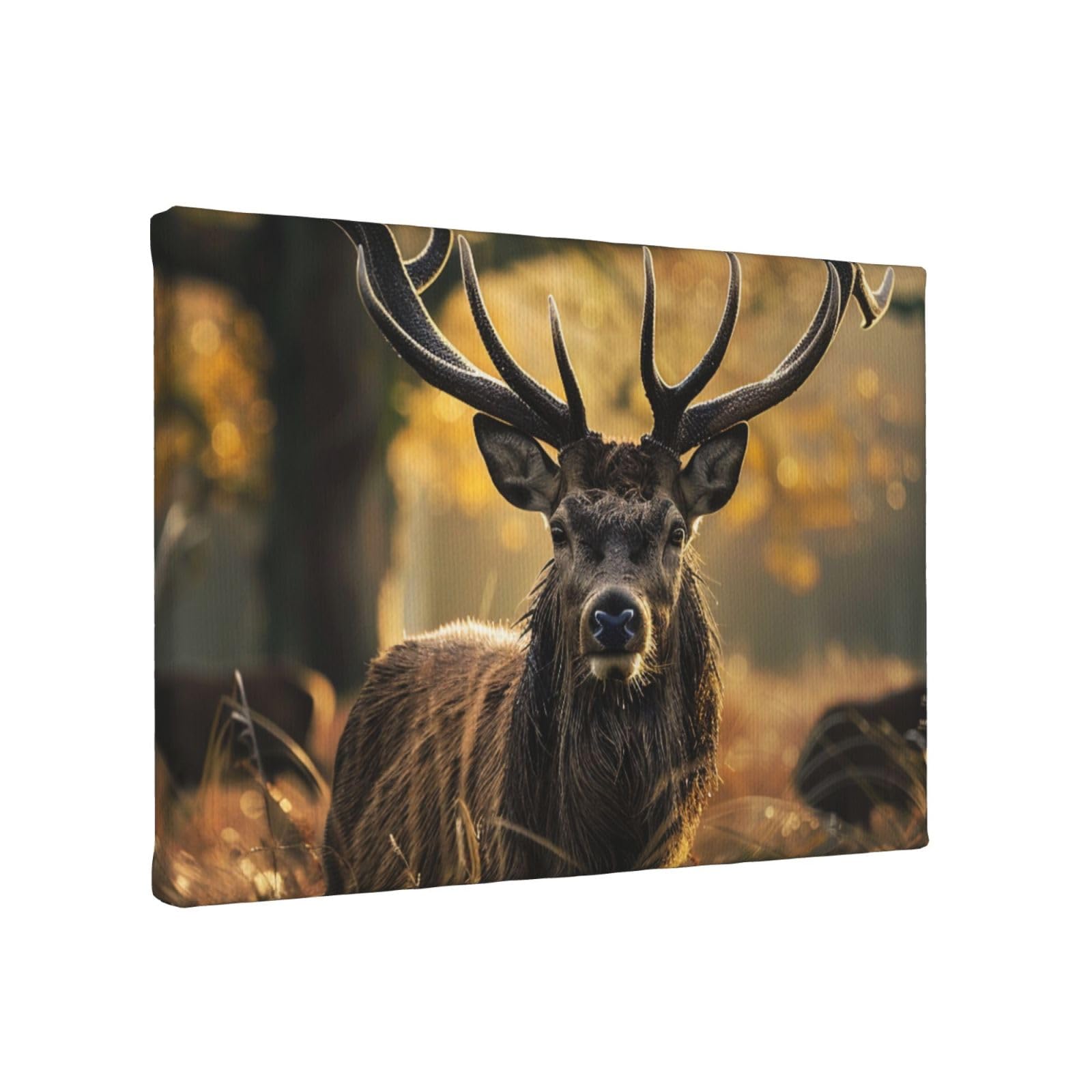 YKLJG Antler Red Deer Printed Wall Art Canvas Painting 30x20 CM Wooden Framed Picture Painting Artwork Prints for Bedroom Kitchen Home Office Decor