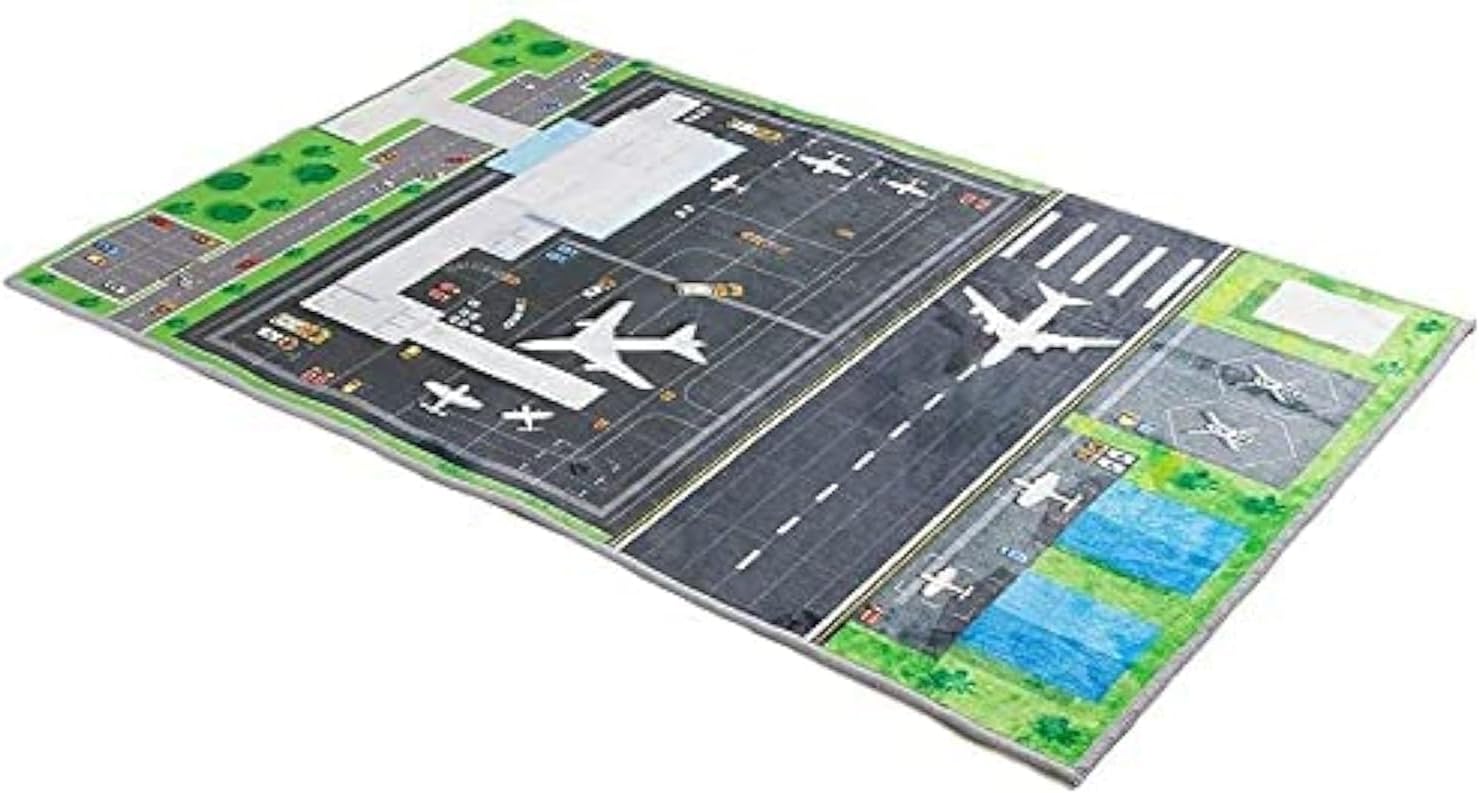 Kids Carpet Play mat, Airport runway plane Kids Rugs For Playroom & Kid Bedroom, Soft Foldable Room Decor rug 120x160(3ft11 x5ft3)