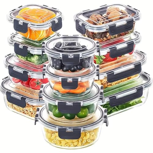 24pc Borosilicate Glass Storage – Airtight & Freezer-Safe