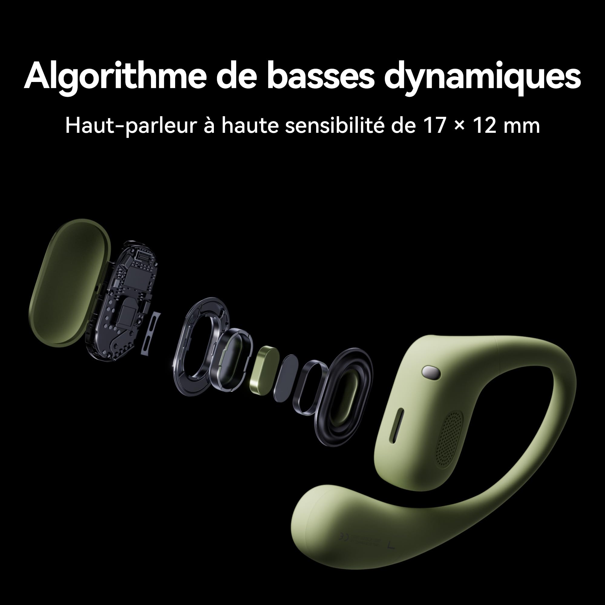 HUAWEI FreeArc écouteurs Ouverts, écouteurs sans Fil, Jusqu'à 28 h d'autonomie, Résistants à l'eau IP57, Ecouteurs pour Le Sport, Appels Ultra Stables, avec iOS, Android et Windows, Noir