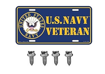 Artisan Owl United States Navy Veteran USN Automobile Metal License Plate Including Fastener Screws