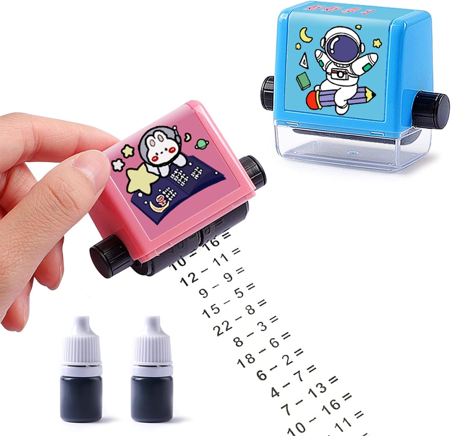 Teaching Stamps for Kids,Smart Math Roller Stamps, Addition and Subtraction Teaching Stamp Math Stamps Practice Tools Within 100, Math Learning Stamps for Preschool Kindergarten Home School Supplies