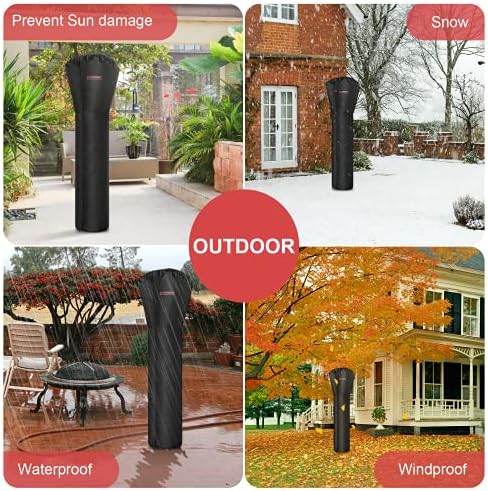 Patio Heater Cover, Eventronic Large Size Heater Cover 420D Oxford, Heavy Duty Electric Patio Heater Cover Waterproof Windproof with Long Zipper255×89×48cm