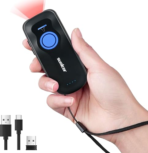 Sumicor Escáner de código de barras Bluetooth 1D, sensor CCD, códigos de pantalla, tamaño de bolsillo, mini lector de códigos de barras, escáner