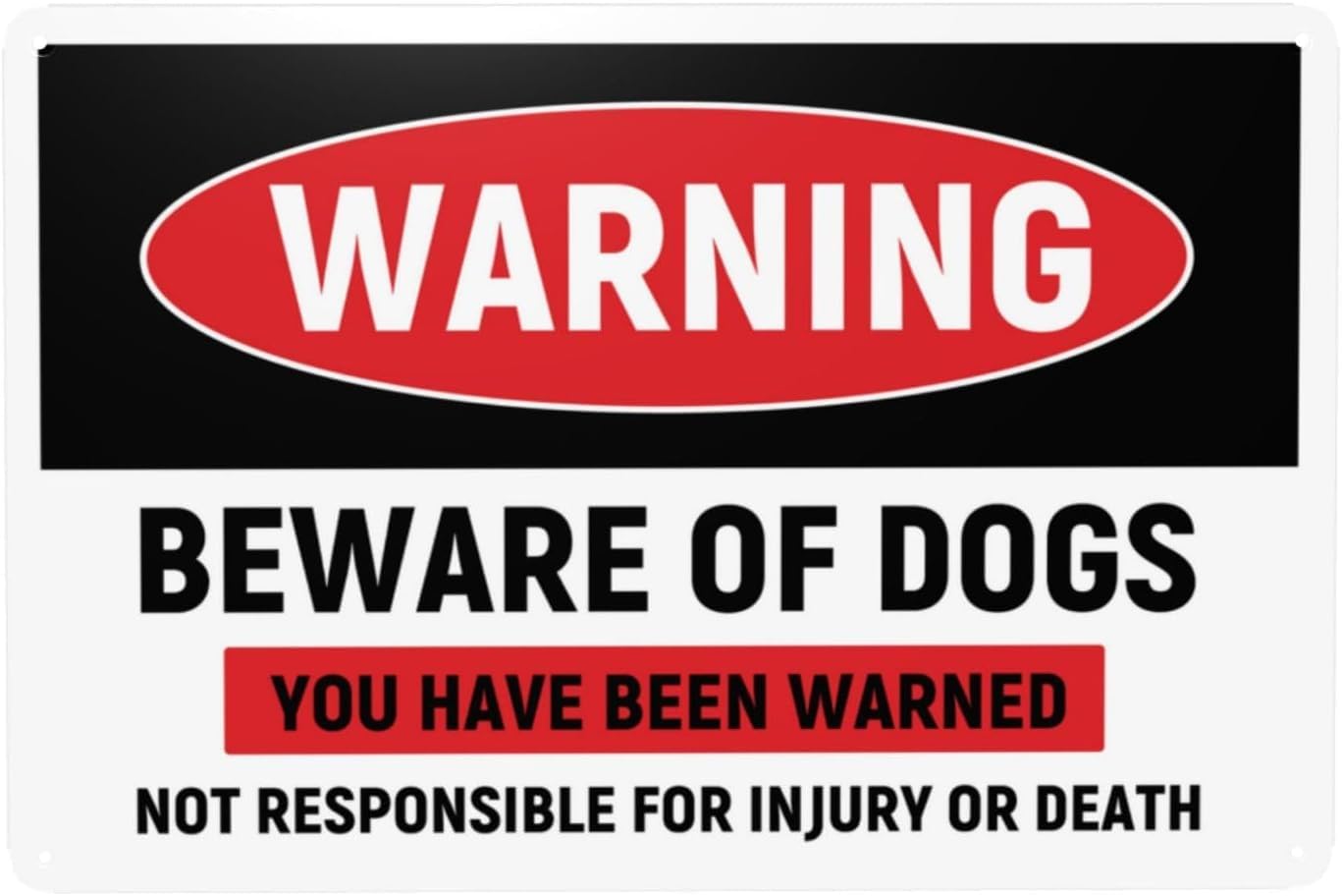 ACDOET Beware of Dog Sign Dog Warning Aluminum Sign Not Responsible for Injury Or Death Metal Sign Mounting Indoor Outdoor Use for Home Business Fence Door Gate Farm Garden Garage 12x16 Inch