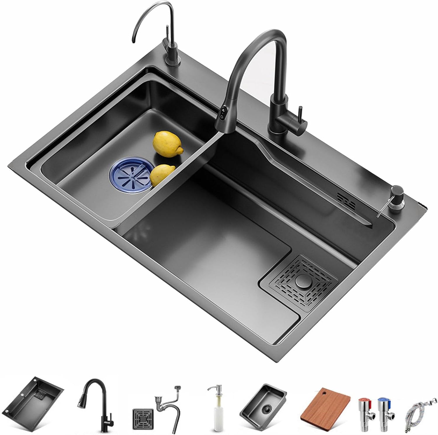 Brigtviee Evier Multifonction, Evier INOX 1 Bac, Évier de Cuisine à ...