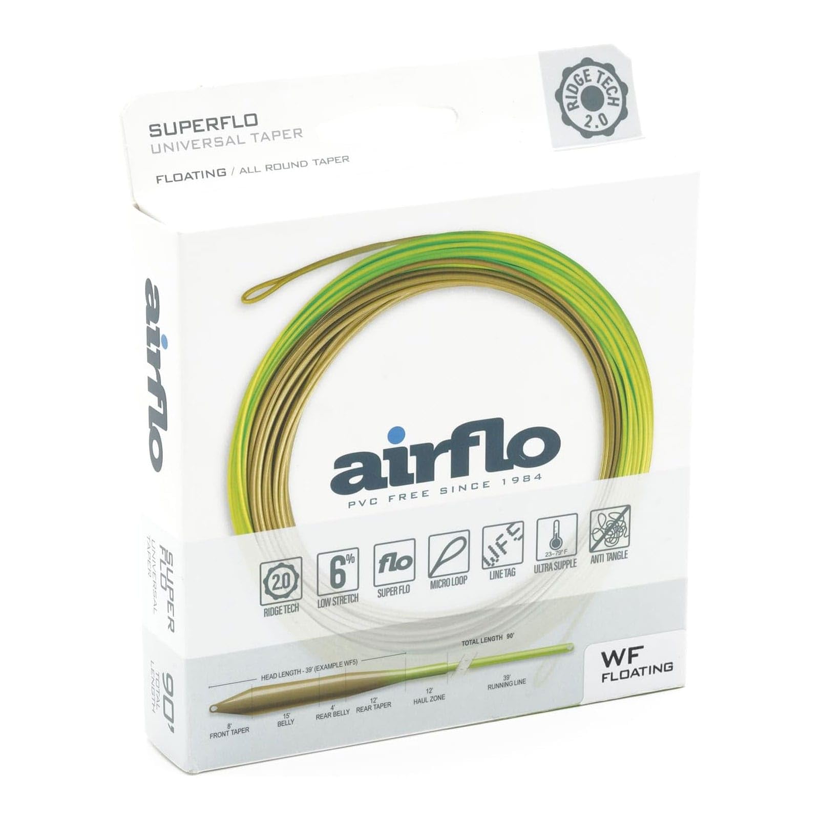 AIRFLO Ridge 2.0 Superflo Universal Taper Float Fly Line 5 wt Olive/Chartreuse