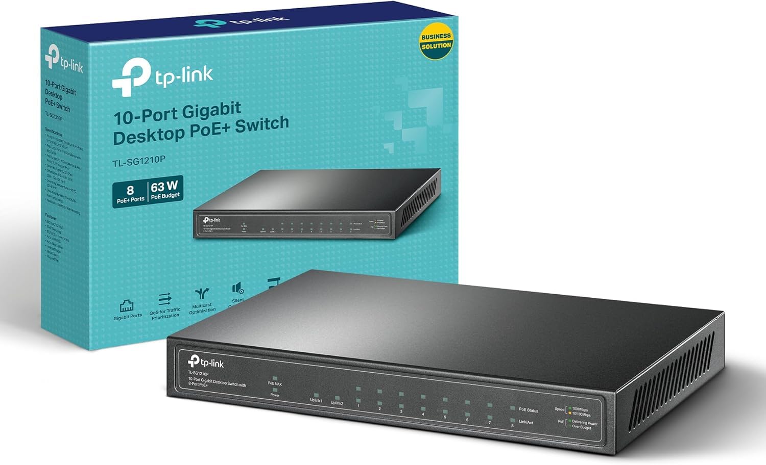 TP-Link TL-SG1210P 10-Port Full Gigabit PoE+ Switch, Metal Network Switch