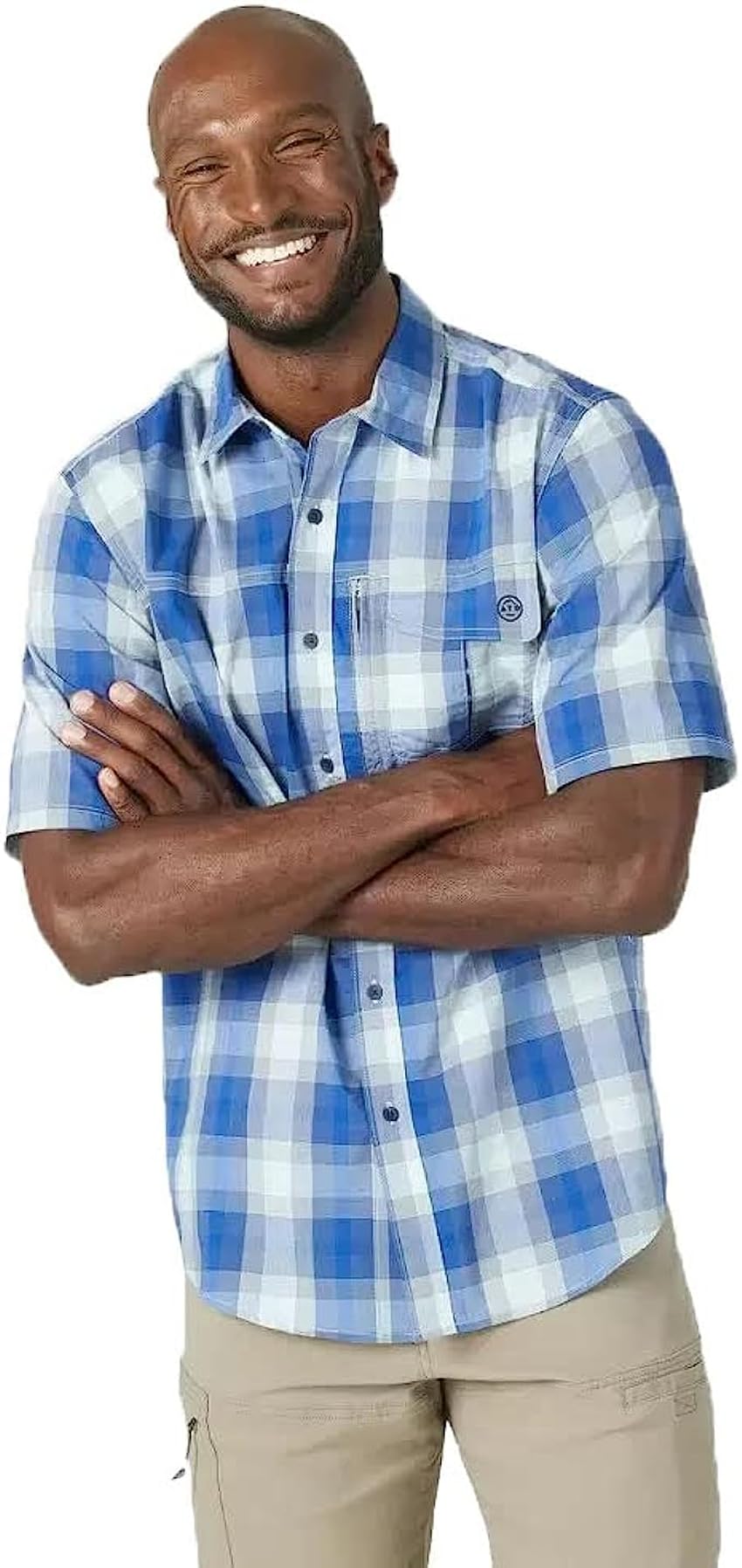 Amazon.com: Wrangler Men's ATG Short Sleeve Plaid Button-Down Shirt ...