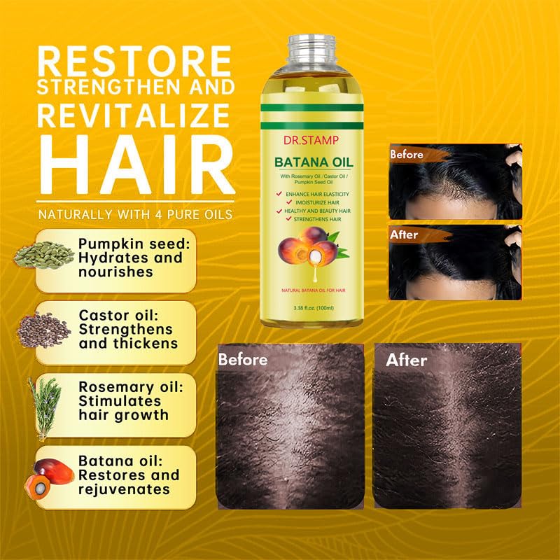Miniatura 4 de Aceite de batana para el crecimiento del cabello y el cuidado del cuero cabelludo, aceite de batana líquido 4 en 1 con aceite de semilla de romero,