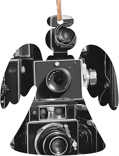 Miniatura 10 de Christmas Wooden Ornaments Retro Cool Camera Collection Xmas Tree Hanging Bell Shape Christmas Hanging Decoration for New Year Holiday Party Decor 2